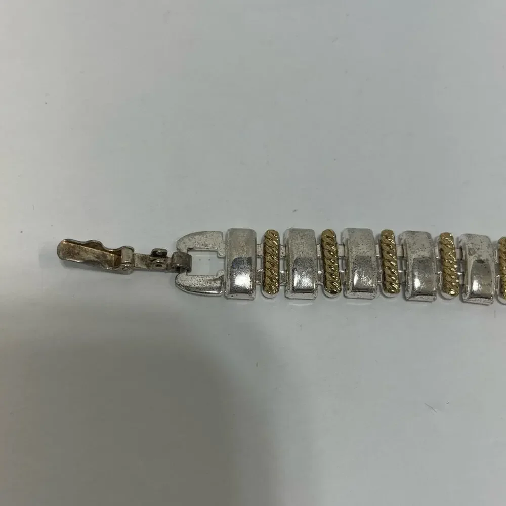 Vintage unmarked gold silver bracelet costume jewelry